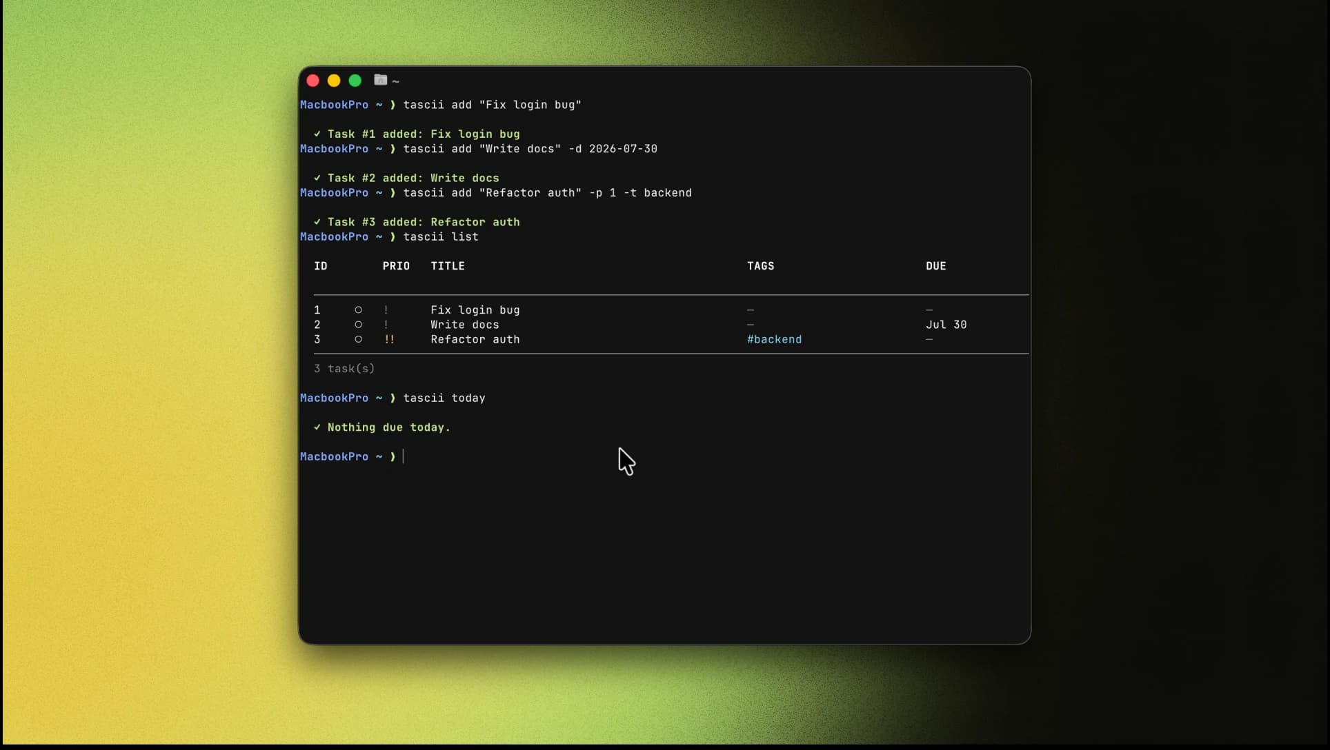 basic tascii commands