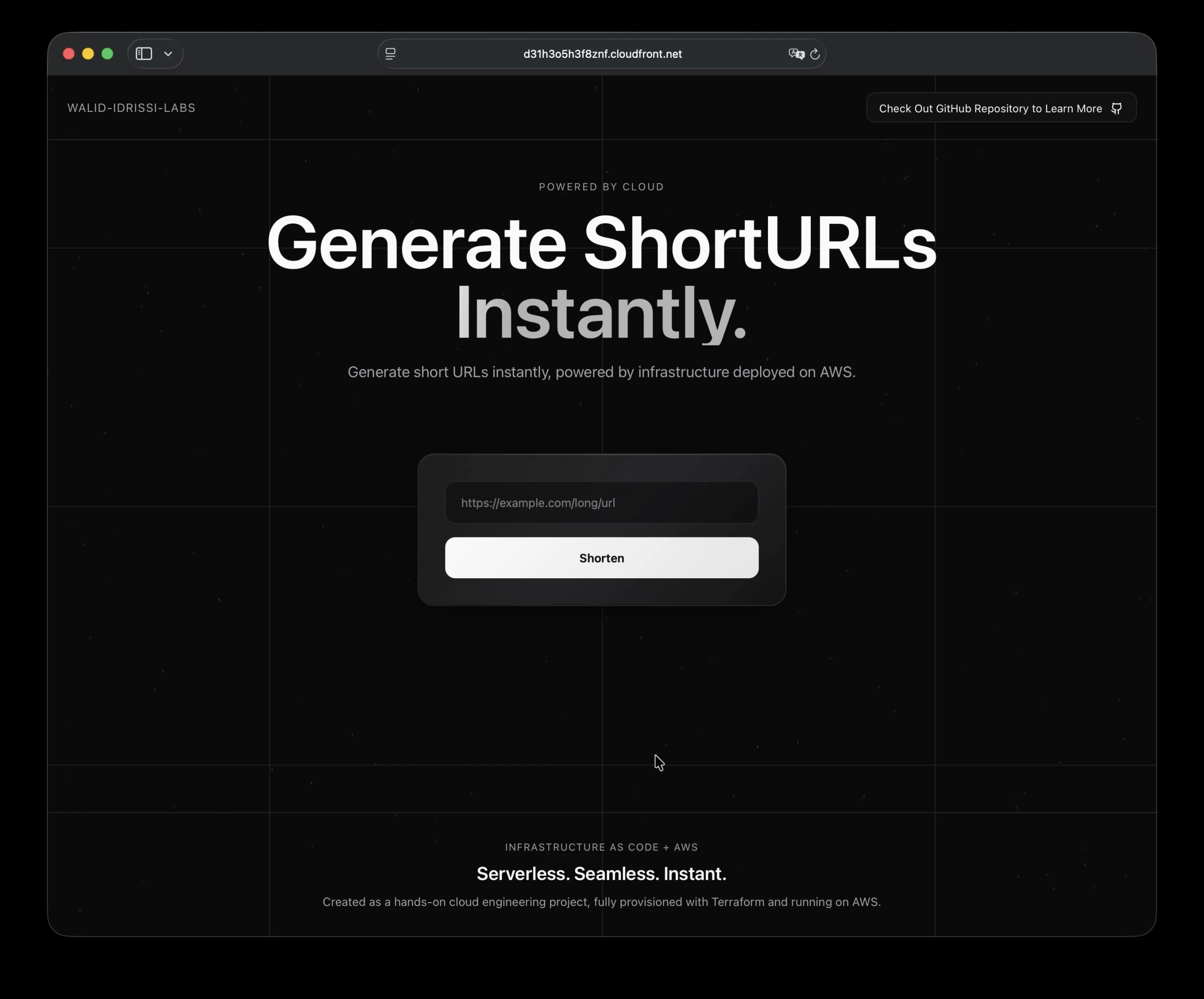 URL Shortener home page