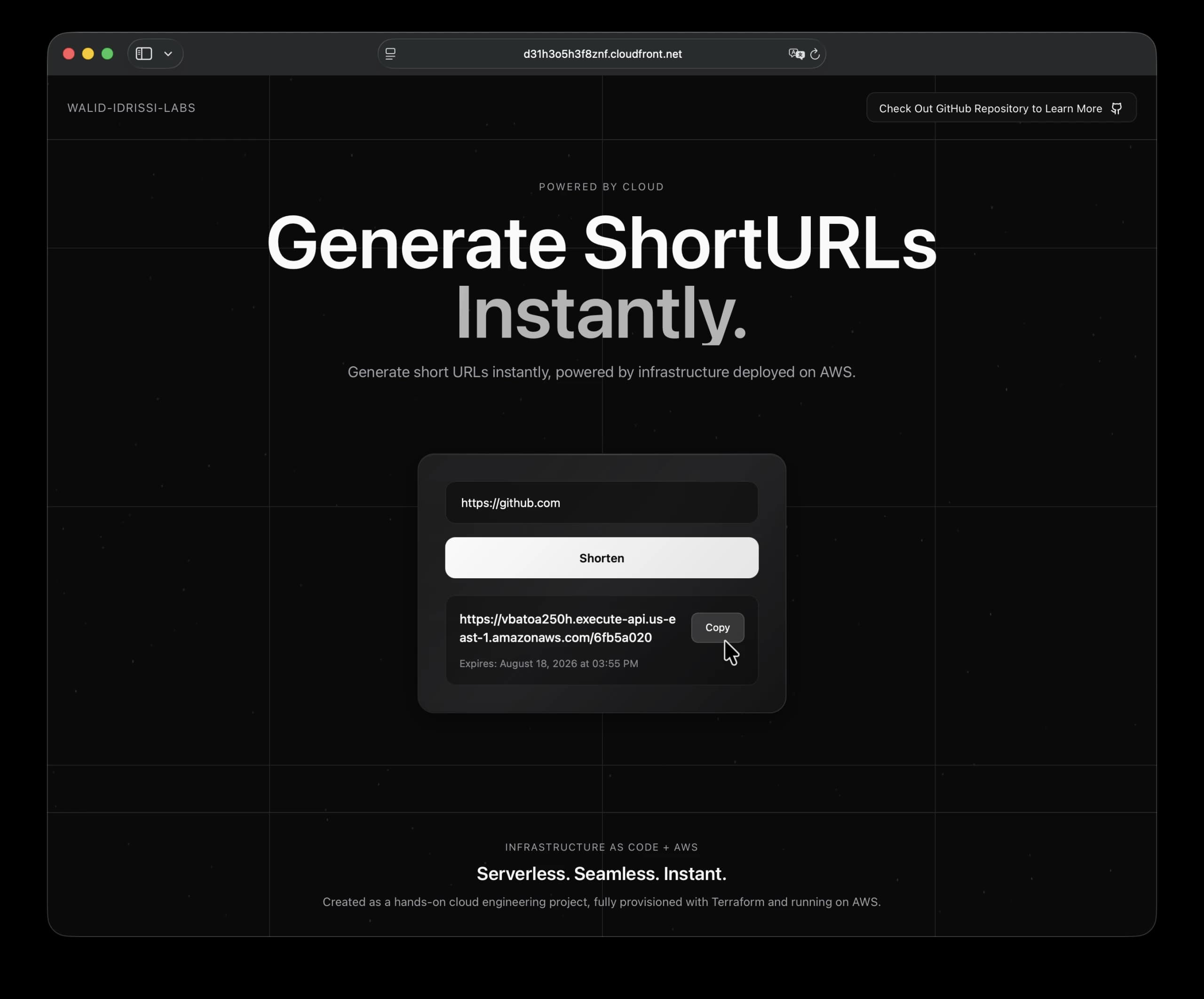 Generated URL and redirect